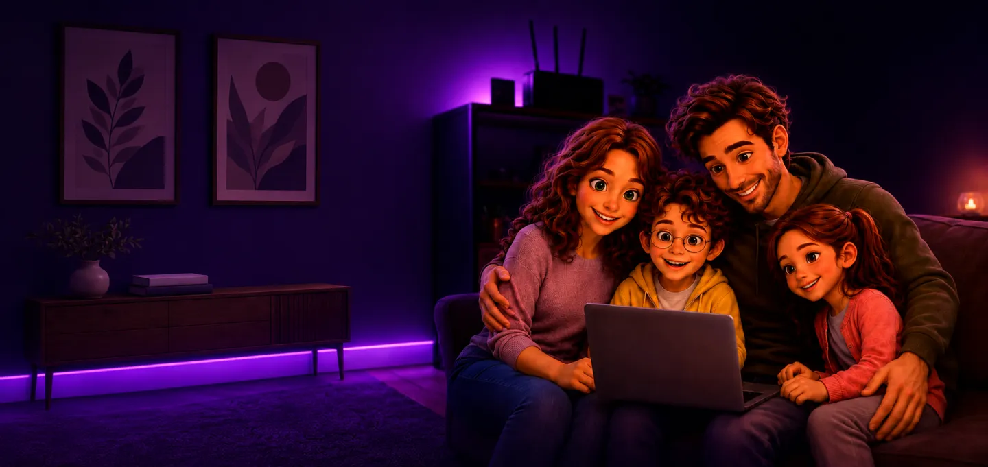 Família conectada com internet FBX